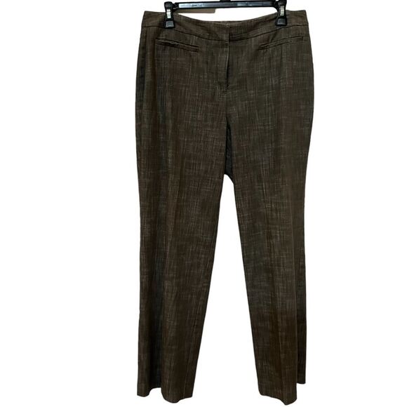 Dark khaki green and white heathered straight leg trousers - Picture 3 of 5